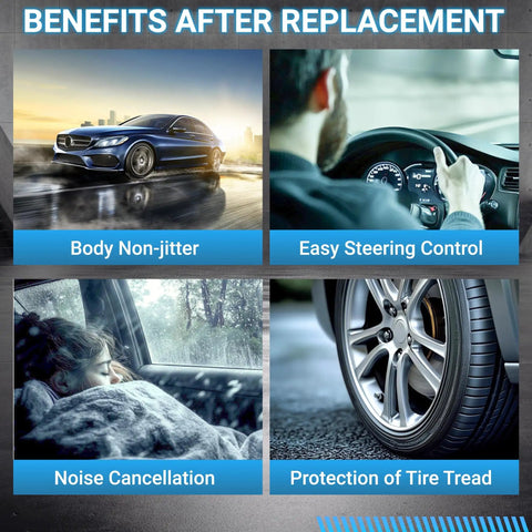 Benefits of installing Plug And Play Front Suspension Control Arm Kit For BMW 5 And 6 Series including body stability, steering, noise reduction, tire protection.