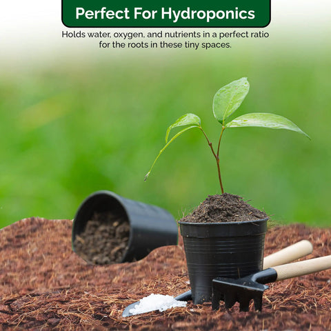 Coco Coir Organic Top Soil For Indoor And Outdoor Plants From A 4 Brick Pack That Expands To 10 Gallons, used in hydroponics with seedling