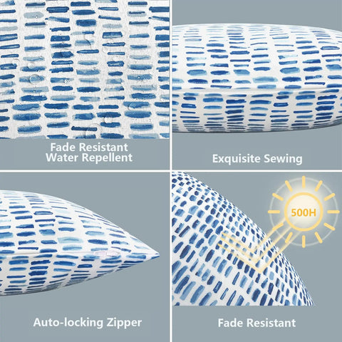 Outdoor Lumbar Pillow Covers 12x20 Inches Pack Of 2 Covers Only Fade Resistant Polyester Cushion Cases close-up details