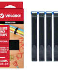 Elastic Cinch Straps With Buckle Grab N Go 15 Inch By 1 Inch Black 4 Pack Fully Adjustable And Stretchable Hook And Loop Straps With D Ring Buckles for wrapping cords