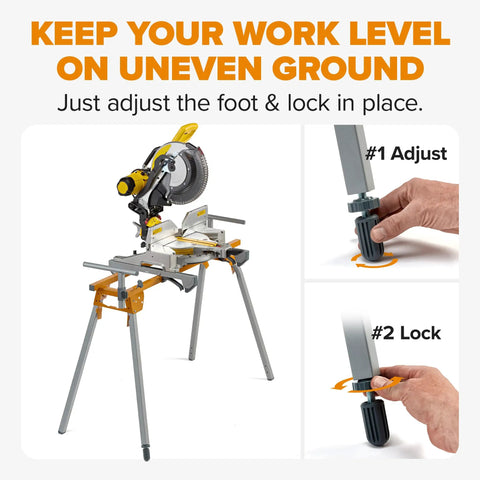 Universal Portable Miter Saw Stand 2nd Generation Pro Grade With Quick Release Tool Mount Folding Design And 114 Inches Of Material Support