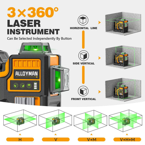 20V Laser Level With Tripod And Pro Grade Magnetic Bracket, 3x360 Degree Self Leveling Beams, 3D Leveler Tool For Construction And Picture Hanging, Hard Carry Case, Easy Setup For Precision 2mm At 10m, 3x360 laser instrument