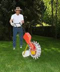 Person using Back-Friendly Garden Seeder Row Planter Hand Push Seeder With 16 Holes Walk Behind Row Crop Planter