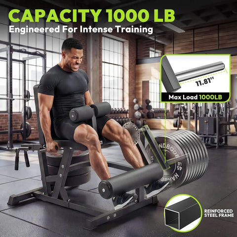 Man using Dual Mode Leg Extension And Curl Machine For Home Gym With Adjustable Seated Leg Press in industrial-style gym