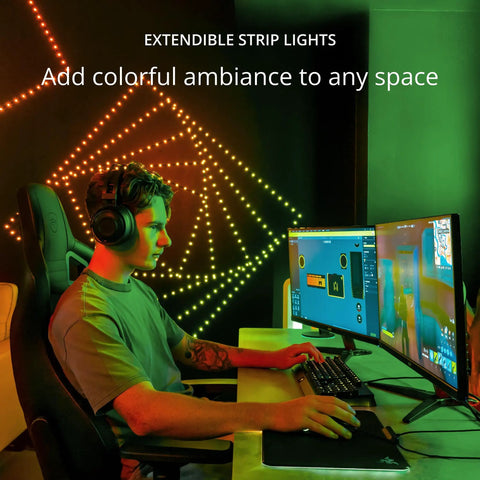 Dots LED String Lights An App Controlled Flexible Color Changing Mood Decor with 60 RGB Segments in gaming setup