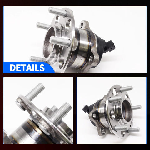 Detailed view of Rear Wheel Bearing And Hub Assembly With ABS For Hyundai Elantra 2017 2020 And Kona 2018 2022 5 Lug, Speed Sensor Included.