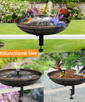 Deck Mounted Bird Bath With Detachable 12 Inch Bowl Thats A Breeze To Clean 0.7 Gallon Capacity Metal Bird Bath For Railings Balcony Fence Outdoors Adjustable Clamp Fits 0.5 To 3.5 Inch with birds bathing and feeding