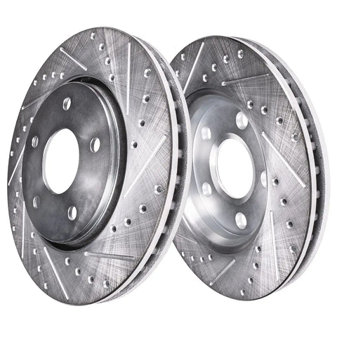 Front Brake Kit With Drilled And Slotted 12.99 Inch Rotors For 2011-2020 Jeep Grand Cherokee And 2011-2018 Dodge Durango Replacement