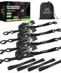 Retractable Ratchet Straps 4 Pack 1 Inch By 10 Feet Self Retracting Go-To Tie Down Straps 1650 Lb Break Strength For Truck Trailer
