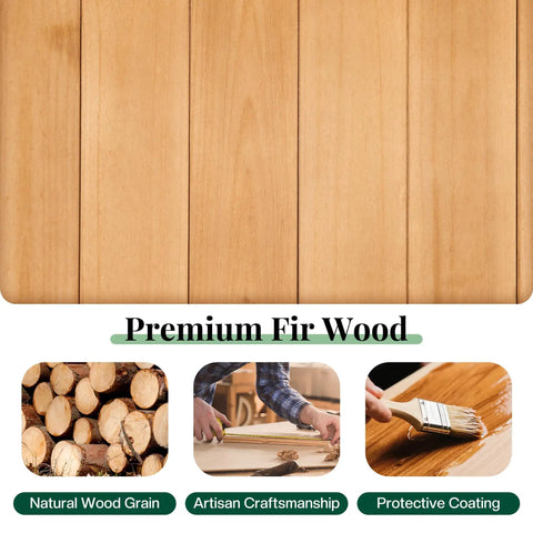 Close-up of premium fir wood showing natural grain, artisan craftsmanship, and protective coating for Solid Fir Wood Outdoor Potting Bench.