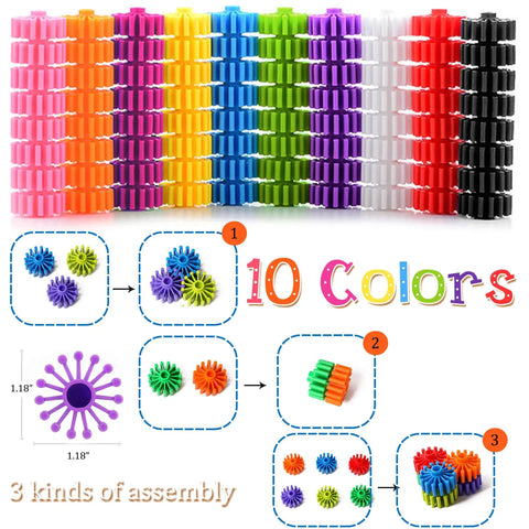 Interlocking Gears Kit For Kids With Tote Bag Hands On Fun 100 Colorful Pieces For Sensory Play Fine Motor Skill Building