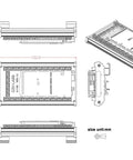 Technical drawing of DIN Rail Mount Screw Terminal Block Adapter Module for Arduino Mega 2560 R3, dimensions labeled in mm.