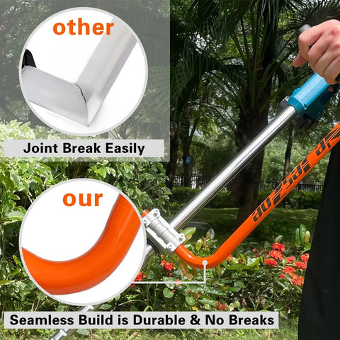 Ergonomic Trimmer Grip With Extension Handle For Weed Wacker And String Trimmer, Easy Install Bracket Clamp Keeps You Standing Tall