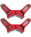 Right Angle Wood Clamp For Precise 90 Degree Joints In Woodworking Premium Clamp Set With 45 Degree Cutting Guide Slot 2 Pack Heavy Duty 200 Pound Clamp Force For DIY Projects And Home Improvement, front view