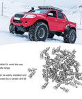 Heavy Duty Double Head Tire Studs 50 Pc Pack Tungsten Steel Anti Skid Screws for Trucks Forklifts on snowy terrain.