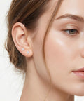 4 Pairs Screw Back Stud Earrings Set For Women Hypoallergenic 316L Stainless Steel And 14K Gold Blend 20G Flat Back Earrings Opal Heart Star Crystal Ball Cartilage Jewelry Pack Dope Everyday Accessory on model wearing small crystal studs