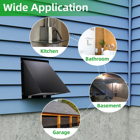 12 Inch Wall Vent Hood Exhaust Cap For Dryer Vent Cover With Screen And Damper Exterior Hooded Wall Vent for multiple applications
