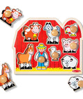 Farm Animals Jumbo Knob Puzzle For Toddlers Wooden Peg Puzzle For Early Learning Shape Recognition And Fine Motor Skills Cow Pig Horse On Colorful Barnyard Scene Kid Friendly Educational Toy For Ages 1 And Up