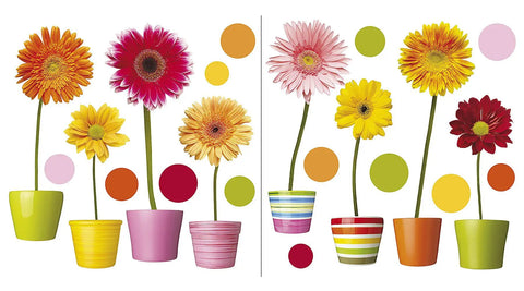 Gerberas Window Decals Two 12 Inch By 12 Inch Sheets Peel And Stick Repositionable Flowers Wall Safe Decor Easy To Apply