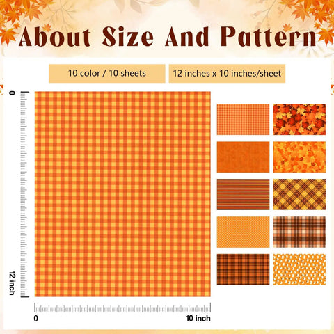 Fall Sublimation Transfer Paper Bundle, 10 Sheets, 12 By 10 Inches, Classic Color, varied patterns for DIY crafts visualization.