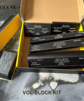 Pro Grade Set Of 7 Hand Sanding Blocks With PSA Base Auto Body Sanding Kit Long Panel Sander Flexible For Automotive Paint And Woodworking Sand Furniture Black displayed in an open box, revealing various sizes.