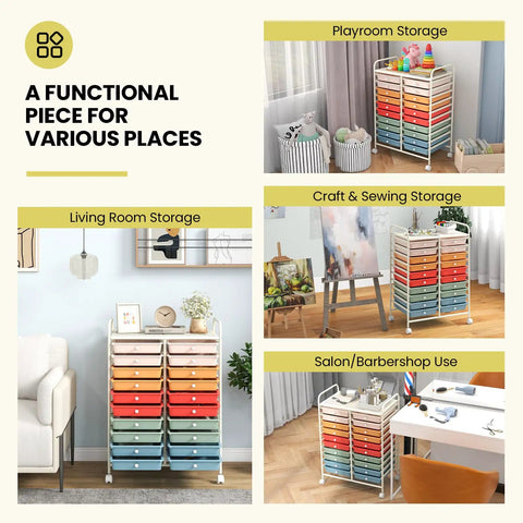 20 Drawer Rolling Cart For Easy Grab And Go Mobile Storage And Classroom Organization Ideal For Office And School Supplies