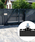 4 Pack Square Limit Switch Magnets for Automatic Sliding Gates and Gate Openers, installed gate with round close-up of a magnet