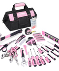 Pink Tool Set For Women 220 Piece Home Repair Kit With Durable Forged Steel Pliers And 12 Inch Wide Mouth Open Storage Tool Bag