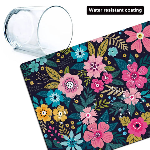 Extra Small Floral Mouse Pad 5.5 by 7 Inches Travel Ready Waterproof and Washable Desk Mat for Wireless Mice and Laptops