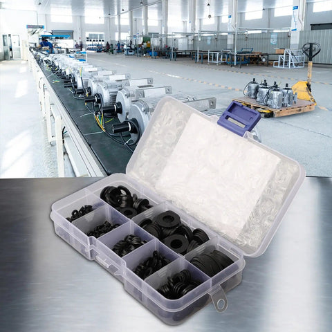 Durable Nylon Washers Assortment Kit 500 Pcs Flat Insulated Corrosion Free M2 To M10 For Industrial Auto And Electrical Repairs Premium Nylon Hardware Set To Keep Screws And Bolts Organized And Protected in labeled box