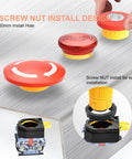 22mm Red Emergency Stop Push Button Switch With Mushroom Head Stop Signal 1NO1NC 600V 10A Type B installation parts