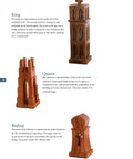 Top Shelf Wooden Chess Sets Made Easy Knockout Scroll Saw Pattern Book depicting chess pieces: King, Queen, and Bishop with details.