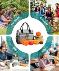 Desert Cowboy Themed Insulated Lunch Bag For Women Large Leakproof Cooler Tote displayed with picnic, camping, office, school settings