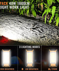 Two Pack 40W 1600LM LED Work Lights Beefy Bright With Rechargeable Battery Magnetic Flood Lights with 3 modes