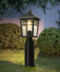 Dusk To Dawn Post Mount Outdoor Light Head With Seeded Glass For Garden Park And Driveway Energy Saving Exterior Pier Lamp