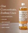 All In One Fragrance Free Home Cleaning Kit With Concentrate 33.8 Fl Oz All Purpose Cleaner bottle on table with list of uses
