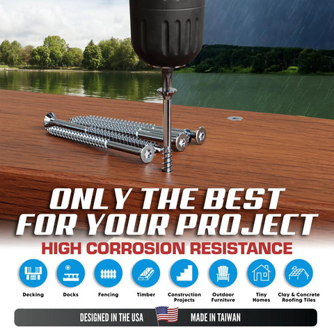 12 X 4 Inch Type 305 Stainless Deck Screws Flat Head Torx T25 Drive Rust Resistant For Outdoor Decking And Woodwork demonstration
