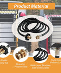 10 Foot Propane Adapter Hose For Buddy Series Heaters showing material details: ABS coupling nut, brass fittings, multi-layer structure.