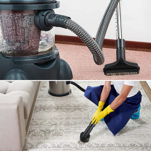Vacuum Attachments Kit With Round Dust Brush And Floor Attachment, 1.25 Inch Hose Fits 25mm And 36mm in use on carpet and floor