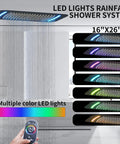 WHSHOWER Matte Black Thermostatic Shower System with Body Jets Shower Set 16x26 inches LED rainfall shower head