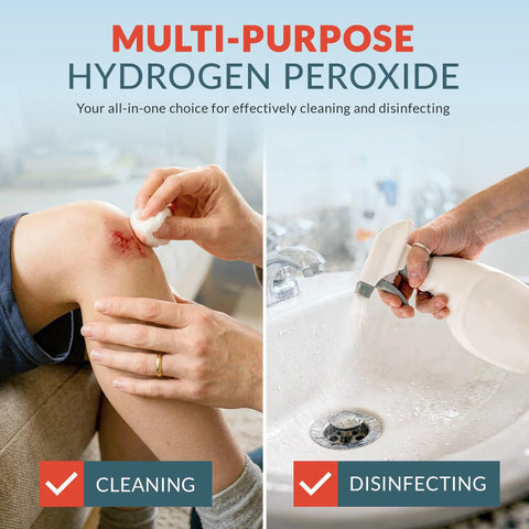 Hydrogen Peroxide 32 Oz First Aid Antiseptic And Multipurpose Cleaner 3 Percent USP For Minor Cuts Scrapes Insect Bites And Skin Irritations Perfect For Home Use And Everyday DIY First Aid, cleaning wound and sink