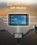 3.5 inch large LCD display showcasing battery level, speed, mileage, and wattage on No Fuss Low Step Through Electric Tricycle For Adults.