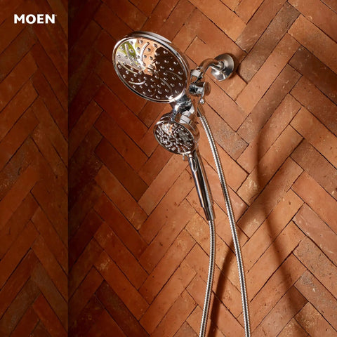 Chrome 2 In 1 Shower Head Combo With Magnetic Docking System And Detachable Handheld Spray Dual Function Rain Shower And Handheld