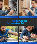 Precision Magnetic Screwdriver Set With S2 Steel Bits And Aluminum Handle, Compact Ratcheting Repair Kit For PC And Laptop Electronics And Handy Crew Seeking No Sweat Setup For Any Ace Fix in use for appliance repairs, furniture assembly, bike maintenance, and electronic precision work.