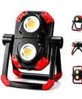 Rechargeable LED Work Light With Dual COB Panels, 2500 Lumens, Folding Portable Flood Light showing multiple angles