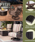 Heavy Duty Patio Chair Spring Plate Replacement Kit For Universal Swivel Rockers With Fiberglass Base Pads Easy Yard Fix Solid No Sweat Rebuild Restoration Hardware Pack Four Piece Set featuring durable patio chairs around a fire pit.