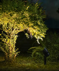 Low Voltage Landscape Lighting 20W Outdoor Spotlight Floodlight illuminating a garden tree at night with dope nighttime glow