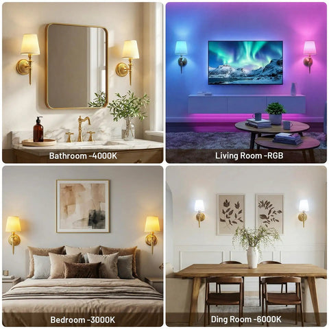 Game Changing Battery Powered Wall Sconces Set Of Two With Smooth Wireless Recharging And 12 RGB Colors Plus 3CCT Dimmable Levels For Ultimate Chill Bedroom Vibes Or Slick Living Room Decor Accents in stylish home settings.