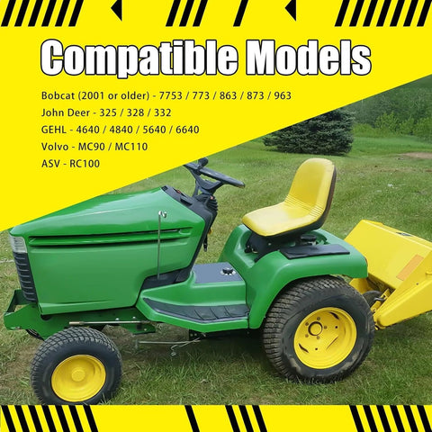 Side view of a green riding lawn mower with a yellow seat and wheels on grass.