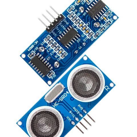 Ultrasonic Sensor Kit 5 Pack HC SR04 Distance Modules With Mounting Brackets For Arduino R3 Mega 2560 Nano XBee ZigBee Projects Next Level Precision Range 2cm To 500cm Easy Plug And Play, front view showing electronic components.